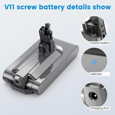Акумулятор LabTEC V11 25.2V 3900mAh для Dyson V11 (гвинтовий тип) SV14 Absolute/Complete/Fluffy з кришкою, фільтром, щіткою, гвинтом, Li-ion, для бездротового пилососа (не підходить для Button Style)