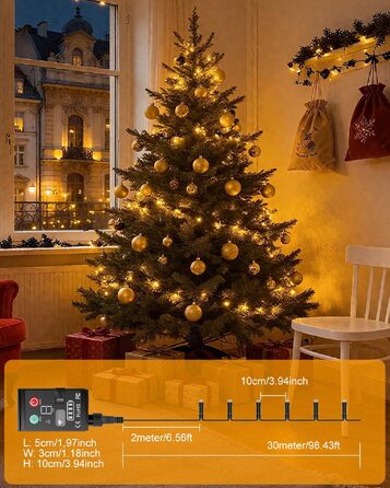 Світлодіодна гірлянда Kinamy для вулиці на батарейках, 30м, 100 LED, акумулятор 3600mAh, зарядна