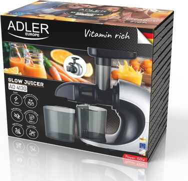 Соковижималка Adler 150 Вт: потужна, компактна, легка у догляді – для смачних та корисних соків