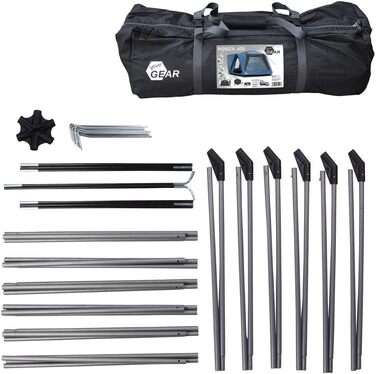 Намет your GEAR Ponza 400 для фестивалю, груповий, сімейний, 4×2,3 м, купольний, UV 50+, висота для стояння, водонепроникний 5000 мм, з підлогою, синьо-сірий