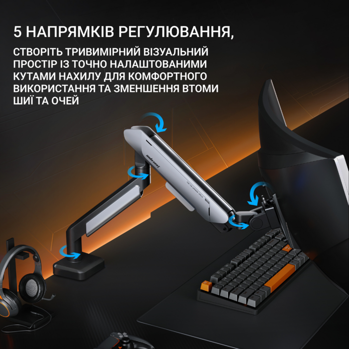 Настільне кріплення для монітора Anda Seat Stealth PRO II 17’’-42’’ White&Gray