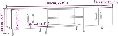 TV-тумба vidaXL біла 180x31,5x40 см з ДСП, сучасна меблі для вітальні