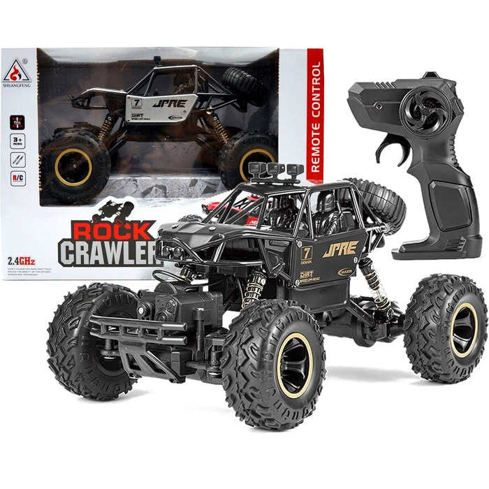Радіокерована позашляхова машина TradeBaazar 4x4, чорна, масштаб 1:16, швидкість 15 км/год