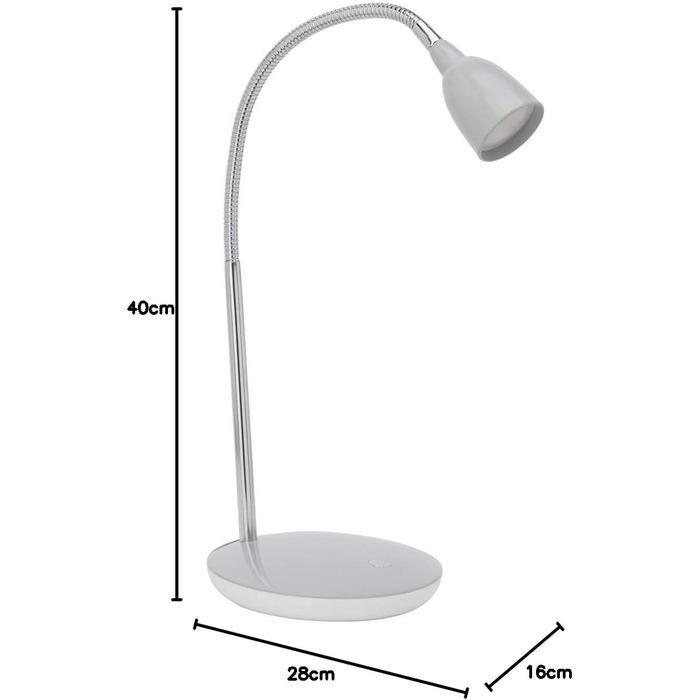 Настільна LED лампа BRILLIANT Anthony, 2.4W, 200лм, 3000K, сіра, з кнопкою на основі