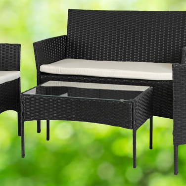 Комплект садових меблів MEBEL ELITE з пластику, чорний, 4 предмети