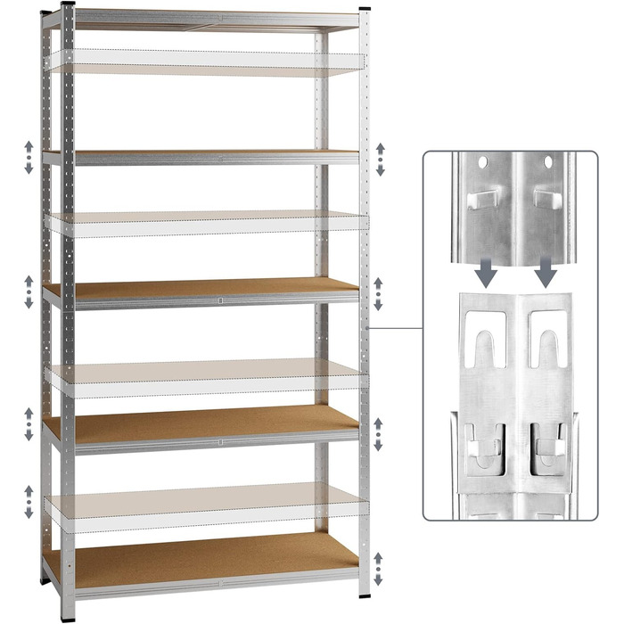 Стелаж Monzana 160x90x40 см, 700 кг, 4 полиці МДФ, важкий металевий стелаж для складу, гаража, майстерні