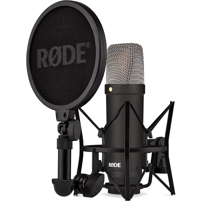 RØDE NT1 Signature Series студійний конденсаторний мікрофон з великою діафрагмою, антивібраційним кріпленням, поп-фільтром та XLR-кабелем для музики, вокалу, стрімінгу і подкастів