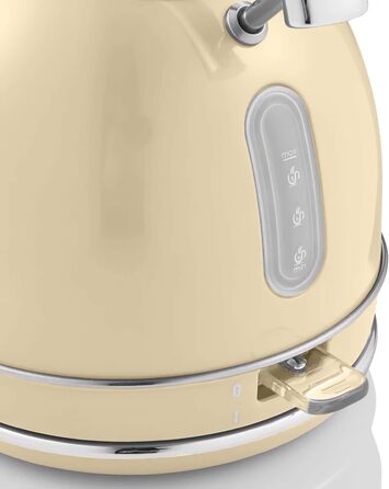 Електрочайник Swan Retro 1,8 л, вінтажний дизайн, Strix, бездротовий, BPA-free нержавійка, 3000 Вт, кремовий