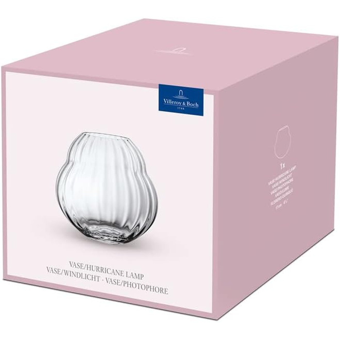 Ваза Villeroy & Boch Rose Garden Rosa 17 см - скляна ваза для квітів, прозора, для дому та ресторану