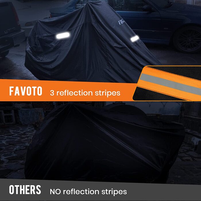 Favoto мотоциклетний чохол XXL 210T Oxford водонепроникний з покращеним замком, для вулиці та приміщення, 245x105x125 см