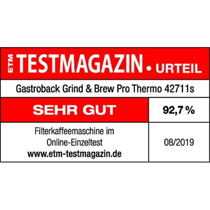 Кавоварка GASTROBACK Grind & Brew Pro Thermo, срібляста, чорна, з млином, термос, автоматична