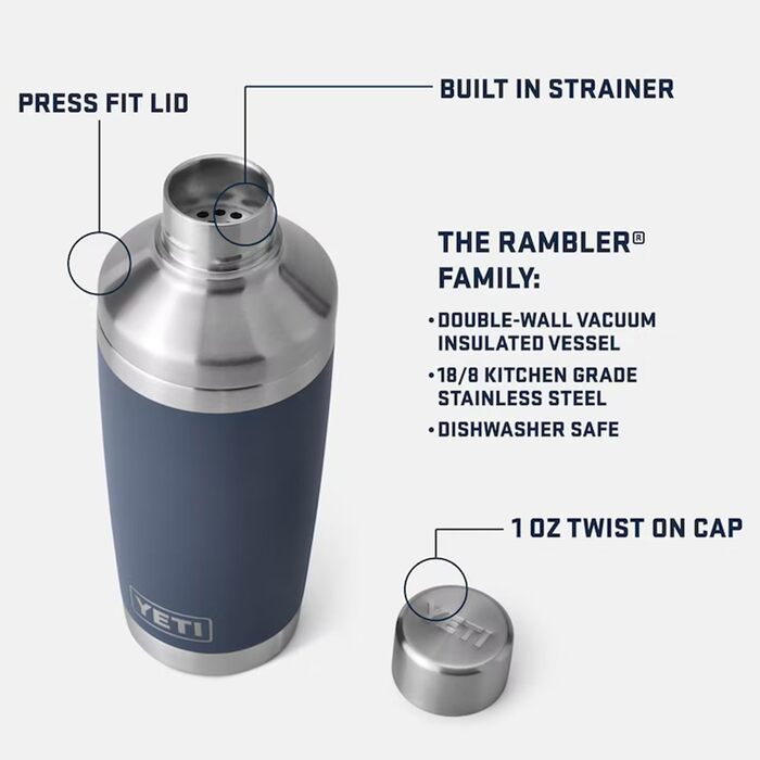 Шейкер для коктейлів YETI Rambler, 591 мл, нержавіюча сталь