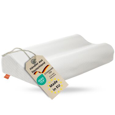 Ортопедична подушка для шиї з ефектом пам'яті Memory Foam, ергономічна подушка для сну проти болю в шиї, регульована по висоті, з чохлом, 33x60 см