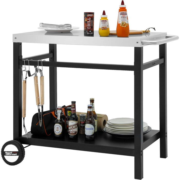 Royal Gourmet Grillwagen: Робочий стіл-гриль для барбекю на відкритому повітрі 85x50 см (нержавіюча сталь)