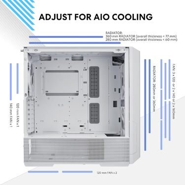 Ігровий корпус Lian Li LANCOOL 216 білий, E-ATX, з підсвіткою RGB, 2x160 мм вентилятори, Midi Tower