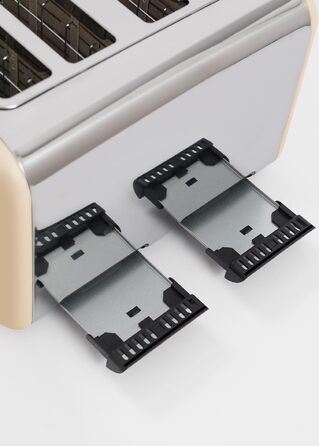 Тостер CREATE TOAST Retro Doble - 6 режимів, піддон для крихт, розморожування, підігрів, 2 широкі слоти, 750W (пісочний)