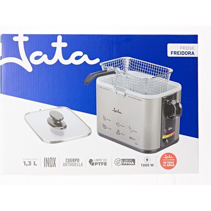 Фритюрниця Jata FR326E, 1000 Вт, 1.3 л, чорна/срібляста