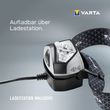 VARTA налобний ліхтар LED, акумуляторний, водонепроникний, бездротова зарядка, регульований кут, диммування, для кемпінгу, бігу, туризму