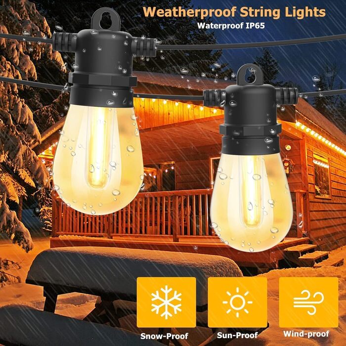 Світлодіодна гірлянда Bomcosy S14 30м для вулиці, IP65, теплий білий 2700K, 100 LED ламп, декор для саду, весілля
