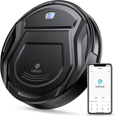 Робот-пилосос LEFANT M210P: потужність 2200 Па, тиха робота 55 дБ, Wi-Fi, Bluetooth, Alexa, керування через додаток, час роботи 120 хвилин, для шерсті тварин та твердих поверхонь
