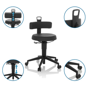 Робочий табурет / балансирне крісло TOP WORK FLEX PU black hjh OFFICE