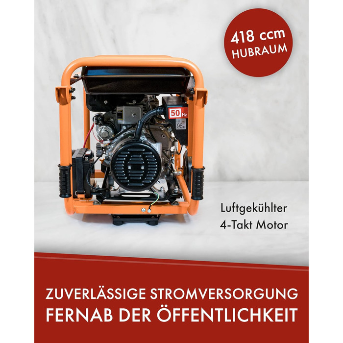Дизельний генератор KnappWulf KW5500-3 5000 Вт (5 кВт) з розетками 230В/400В/12В, датчиком рівня масла та колесами