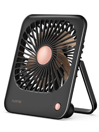 Портативний акумуляторний вентилятор Funme з подарунковим набором: 3 швидкості, 180° поворот, тихий, для офісу, подорожей, макіяжу - Чорно-золотий