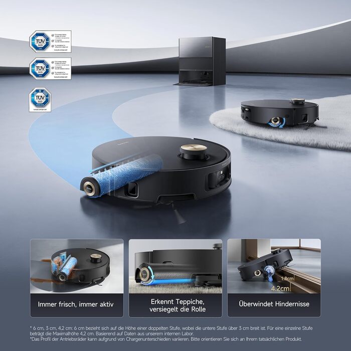 Робот-пилосос Dreame Aqua10 Roller: потужність 30000Pa, самоочищення, автоматичне випорожнення, керування голосом, чорний