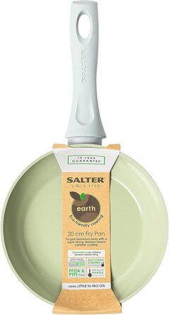 Сковорода Salter Earth 20 см, керамічна антипригарна, індукційна, без PFOA/PFAS/PTFE, легке очищення, бакелітова ручка