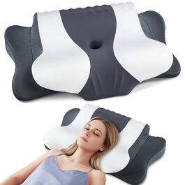 Подушка для сну DONAMA з Memory Foam: ортопедична подушка для шиї та голови для сну на боці, спині та животі з чохлом