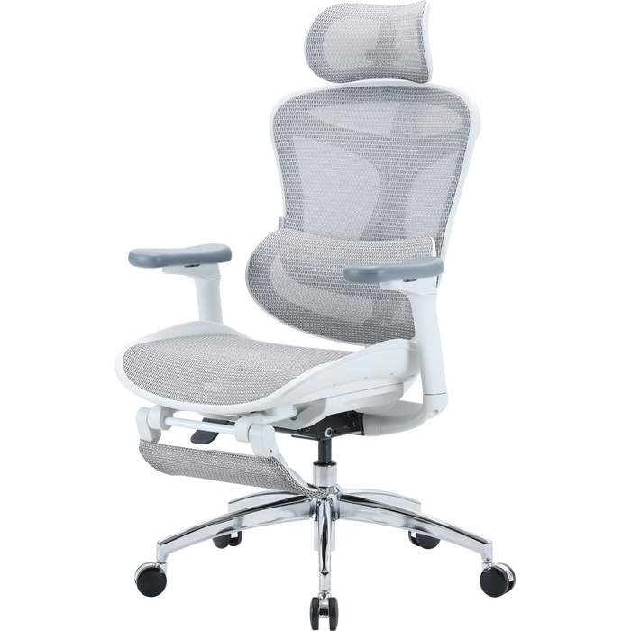 Крісло офісне з підставкою для ніг Sihoo DORO C300L Mesh White with footrest