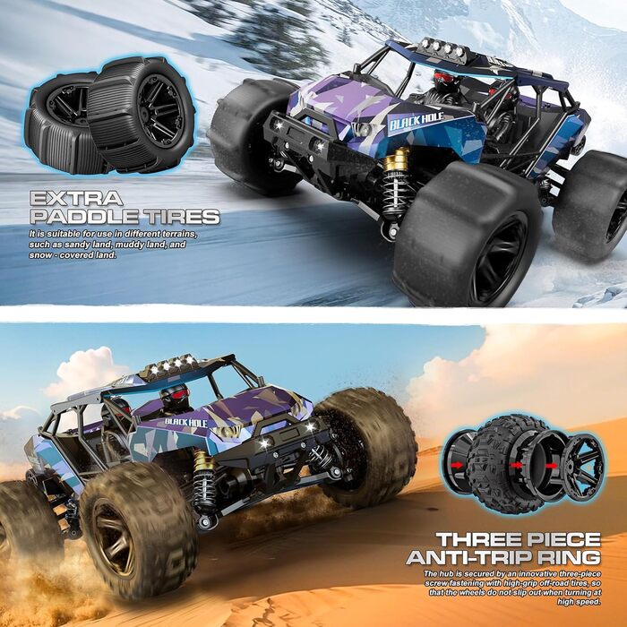 Радіокерований позашляховик Monster Truck 1:14 2.4GHz 4WD 40 км/год з 2 акумуляторами та комплектом шин для дітей та дорослих