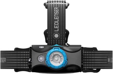 Налобний ліхтар Ledlenser MH7, LED, 600 люмен, акумуляторний, чорний/синій, фокусування, до 60 годин, червоне світло, робота від 2xAA, захист від випадкового вмикання, для туризму та спорту
