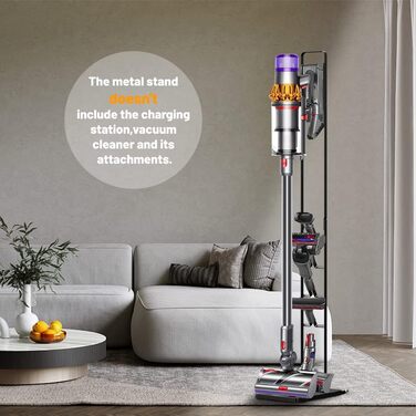 Підставка з колесами для пилососів Dyson Gen5, V15s, V15, V11, V10, V8, V7, V6, чорна, тримач для аксесуарів, без свердління