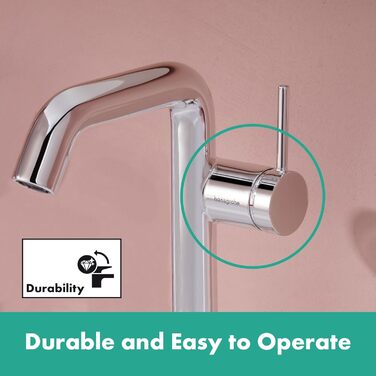 Змішувач для ванної кімнати Hansgrohe Tecturis S Fine з Push-Open та EcoSmart+ (економія води), витяжка 110 мм, хром