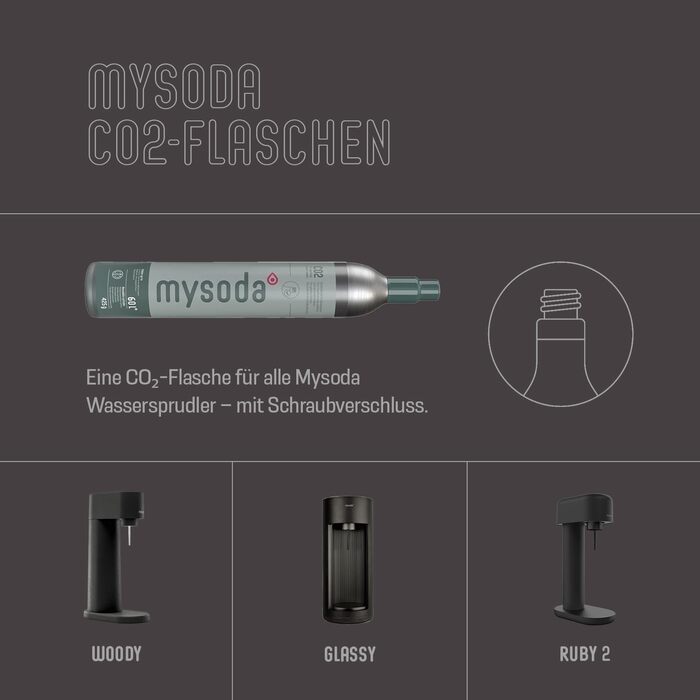 Сифон для газування води Mysoda Ruby 2, алюмінієвий корпус, пляшка 1 л, чорний (без циліндра CO2)