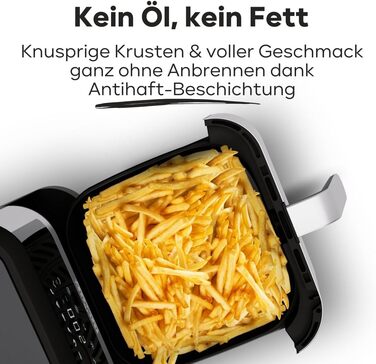 Аерофритюрниця ProfiCook 8 л, без олії, 7 програм, нержавіюча сталь, мінімум диму й запаху, модель 2024