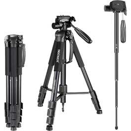 Neewer портативний штатив 177 см з алюмінію з 3D головкою для DSLR камер, чорний
