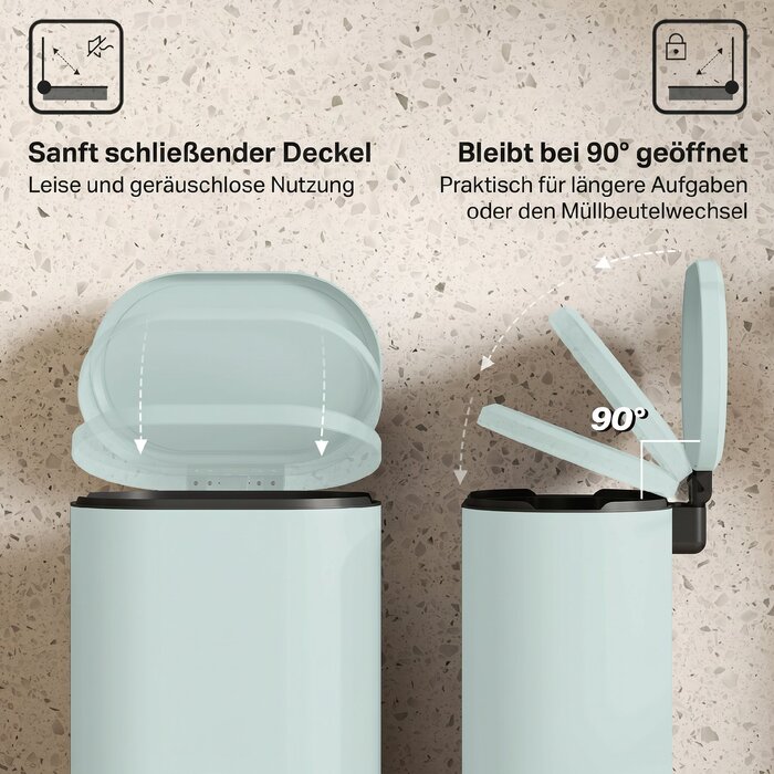 Кухонне сміттєве відро на 30 л з педаллю та кришкою Soft-Close, металева педаль, зелене, 36,5 x 31 x 61 см