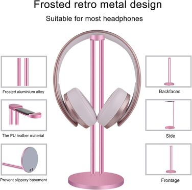 Підставка для навушників Geekria, сумісна з Sony WH-1000XM3/WH-1000XM4, ATH, AKG, Bose QC35/QC25/QC15, тримач для гарнітури, колір рожеве золото