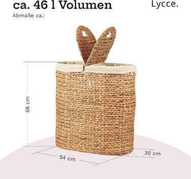 Кошик для білизни Lycce з водяної гіацинти, 46 л, 2-секційний, овальний, з кришкою та металевим каркасом, для ванної та спальні