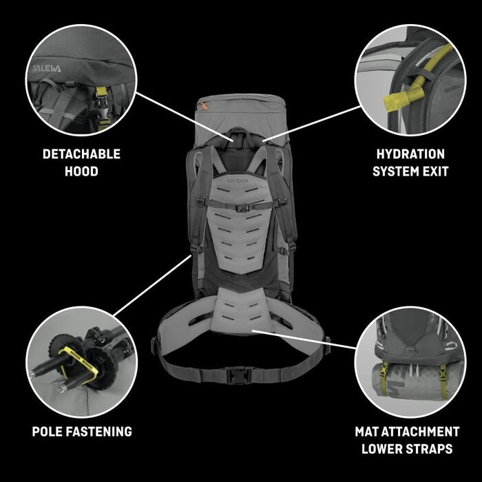 Туристичний рюкзак Salewa ALPTREK 65+10 PRO, 75 л, для трекінгу, чоловічий, водонепроникний