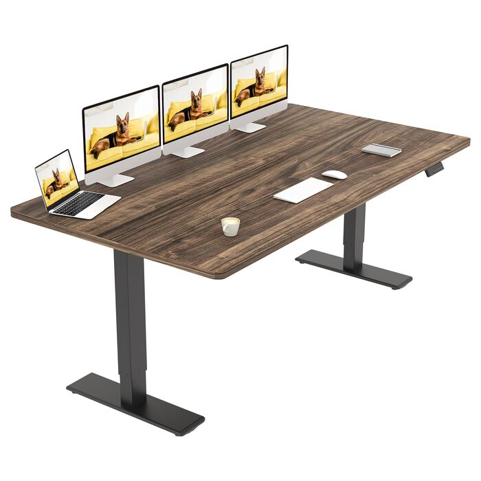 Регульований по висоті письмовий стіл SANODESK з двома моторами, 180 x 80 см, коричневий