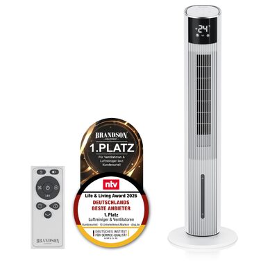 Вентилятор вежний з Wi-Fi та охолодженням води Brandson ECO GREEN – тихий, з керуванням Alexa, смарт-вентилятор для дому, мобільний кондиціонер