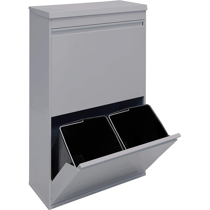 ARREGUI Top CR622-B контейнер для сортування сміття зі сталі з кришкою, 4 секції, відро для сміття для кухні, зйомні внутрішні відерця з ручкою, 4×17 л (68 л), світло-сірий