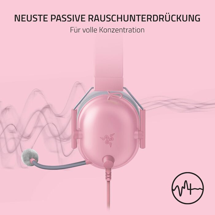 Ігрова гарнітура Razer BlackShark V2 X Quartz Pink — дротова навушники для кіберспорту, 7.1 Surround Sound, мікрофон Hyperclear, 50мм драйвери Triforce, рожева