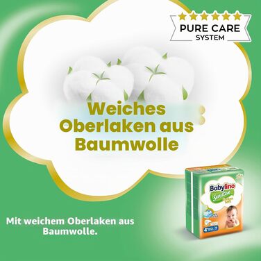 Дитячі підгузки Babylino Sensitive Maxi Plus, розмір 4+ (10-15 кг), 138 шт. — гіпоалергенні