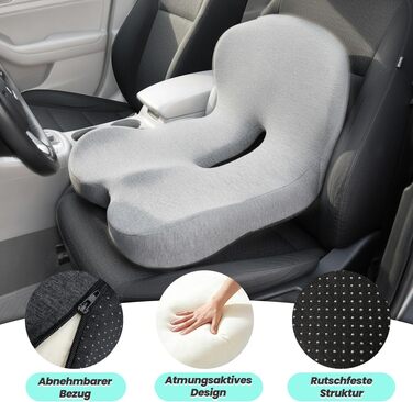 Ортопедична подушка для сидіння з підтримкою спини Urban Deco з піни Memory Foam, чорно-сіра, 1 шт.