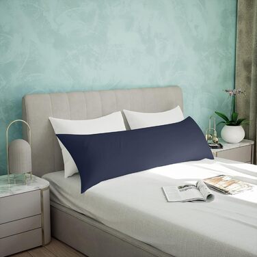 Подушка для вагітних та сну Utopia Bedding, довга подушка для підтримки тіла та шиї, м'який синтепон, 40x145 см, темно-синя