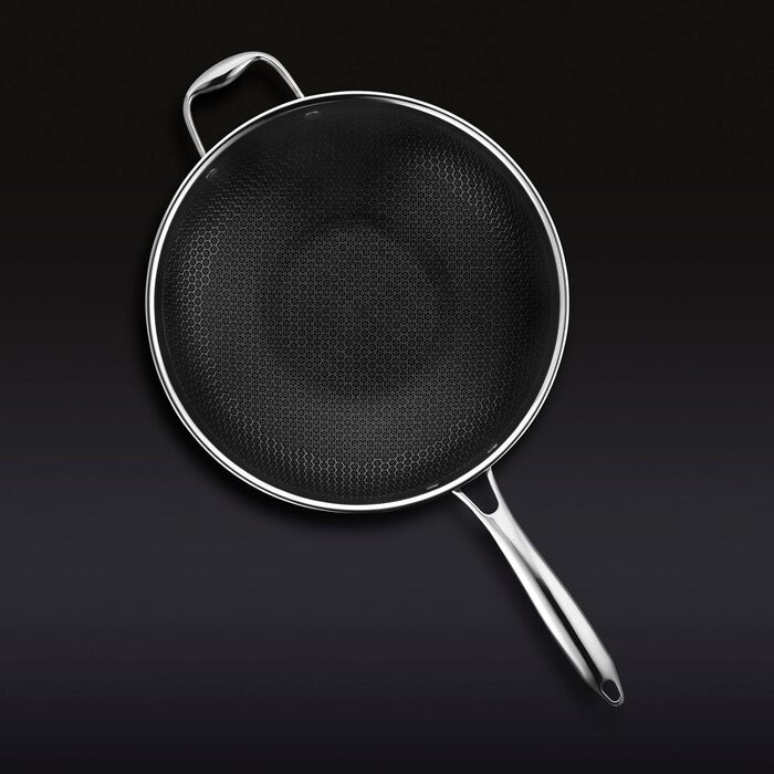 Wok HexClad 30 см з антипригарним покриттям, індукційний, підходить для всіх плит, можна мити в посудомийній машині та використовувати в духовці, ручка що не нагрівається